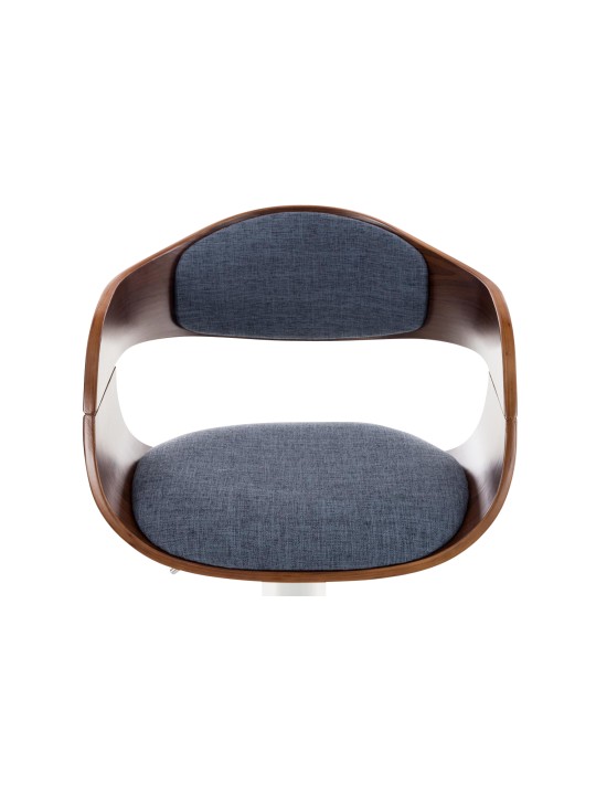 Banqueta alta Kingston C tecido, nogueira/azul