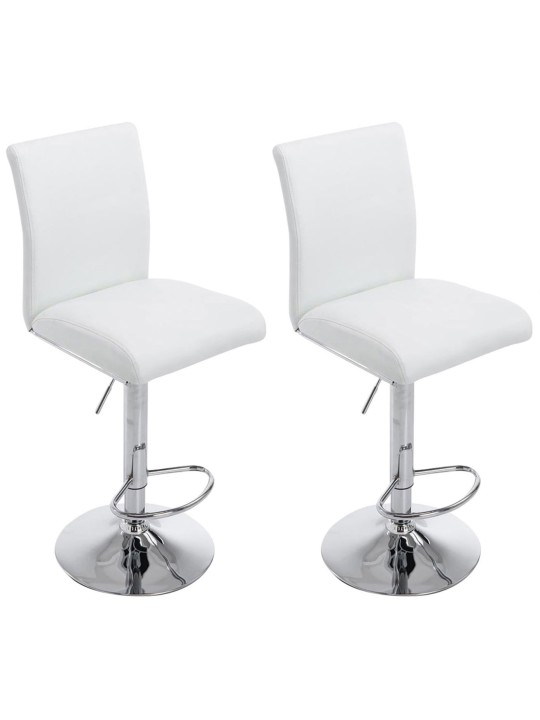 Conjunto de 2 bancos altos Colónia em pele sintética cromada, branco Conjunto de 2 bancos altos Colónia em pele sintética cromada, branco