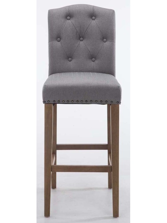 Conjunto de 2 bancos altos em tecido Louise luz antiga, cinza claro Conjunto de 2 bancos altos em tecido Louise luz antiga, cinza claro