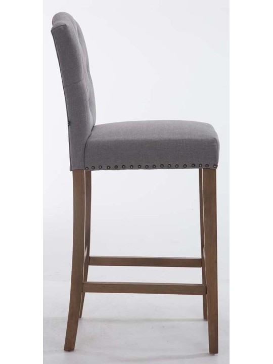 Conjunto de 2 bancos altos em tecido Louise luz antiga, cinza claro Conjunto de 2 bancos altos em tecido Louise luz antiga, cinza claro