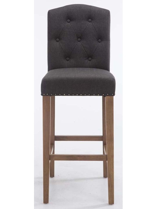 Conjunto de 2 bancos altos em tecido Louise luz antiga, cinza escuro Conjunto de 2 bancos altos em tecido Louise luz antiga, cinza escuro