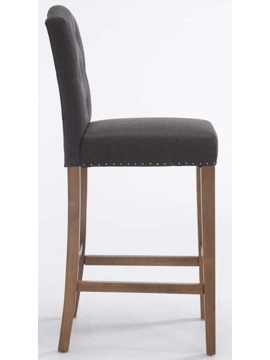 Conjunto de 2 bancos altos em tecido Louise luz antiga, cinza escuro Conjunto de 2 bancos altos em tecido Louise luz antiga, cinza escuro