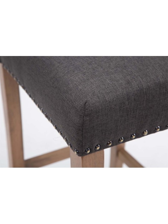 Conjunto de 2 bancos altos em tecido Louise luz antiga, cinza escuro Conjunto de 2 bancos altos em tecido Louise luz antiga, cinza escuro