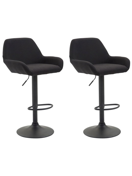 Conjunto de 2 bancos altos tecido Braga, preto