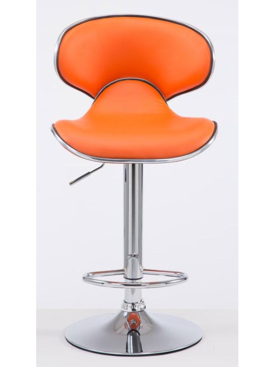 Conjunto de 2 bancos altos Las Vegas V2 em pele sintética cromada, laranja