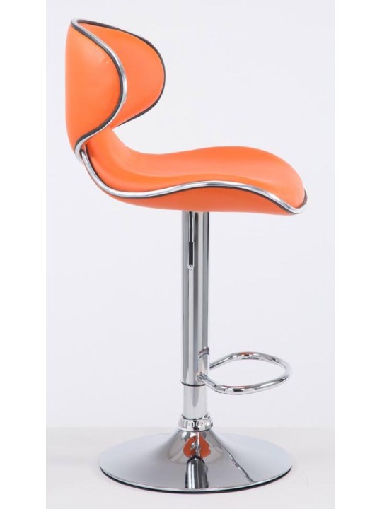 Conjunto de 2 bancos altos Las Vegas V2 em pele sintética cromada, laranja