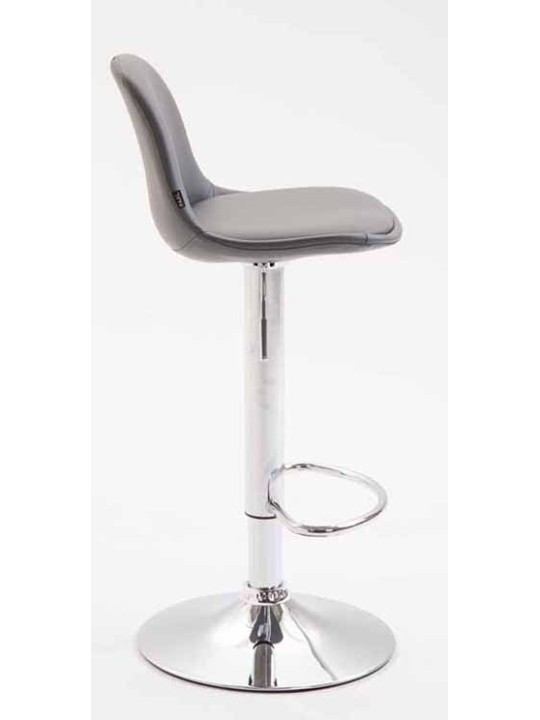 Conjunto de 2 bancos altos Kiel totalmente estofados em pele sintética cromada, cinza Conjunto de 2 bancos altos Kiel totalmente estofados em pele sintética cromada, cinza