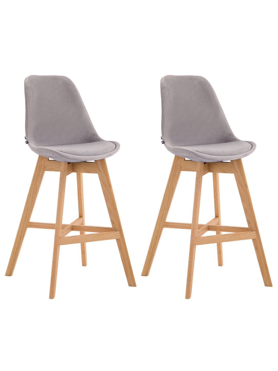 Conjunto de 2 bancos altos em veludo Cannes natural, cinza