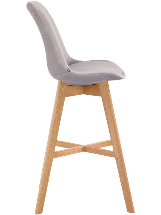 Conjunto de 2 bancos altos em veludo Cannes natural, cinza