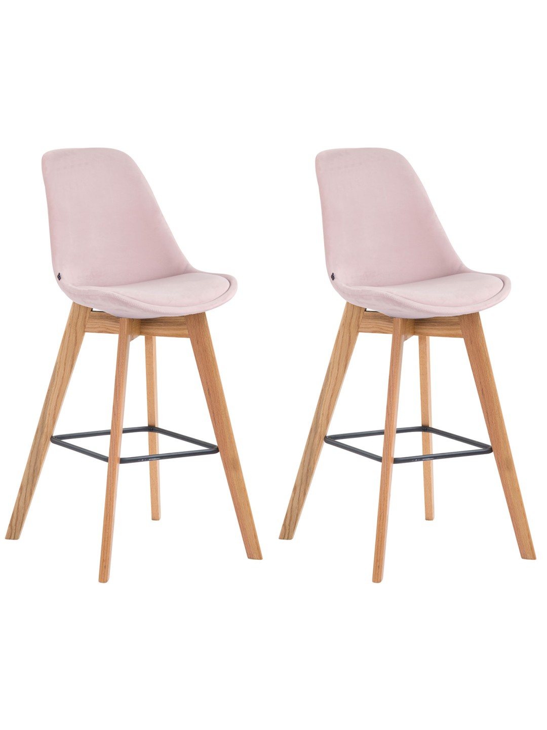 Conjunto de 2 bancos altos Metz veludo natural, rosa