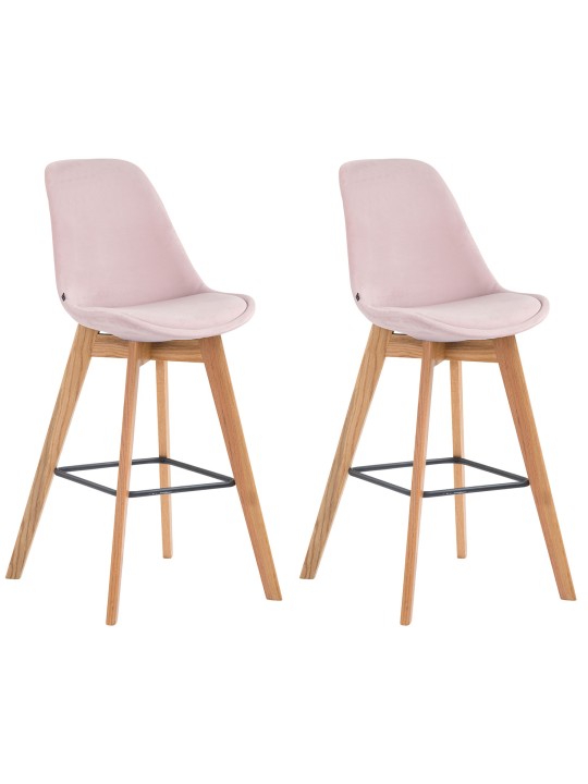 Conjunto de 2 bancos altos Metz veludo natural, rosa Conjunto de 2 bancos altos Metz veludo natural, rosa