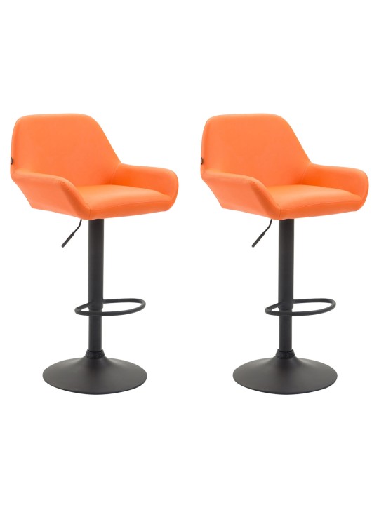 Conjunto de 2 bancos altos em pele sintética Braga, laranja Conjunto de 2 bancos altos em pele sintética Braga, laranja