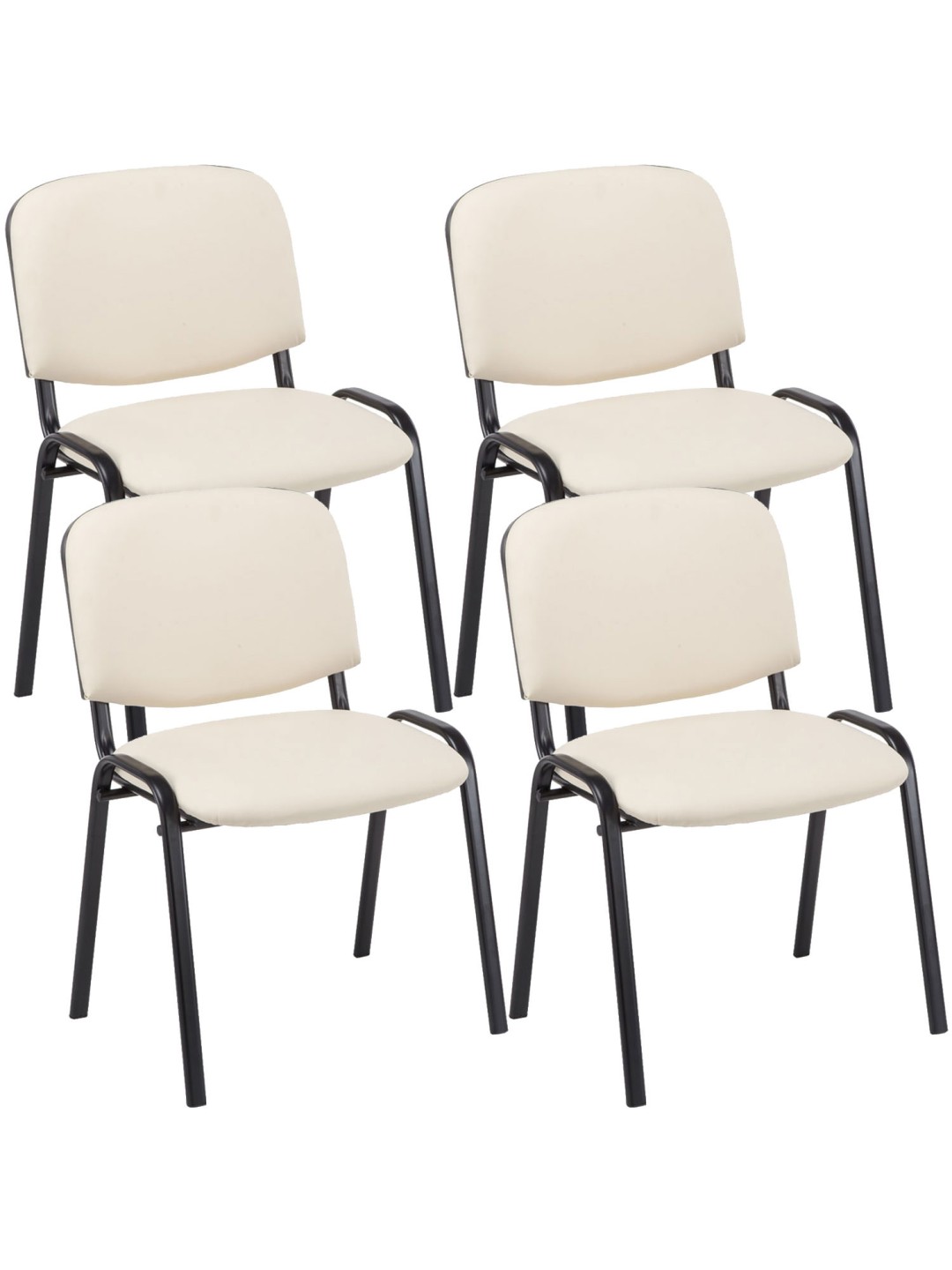 Conjunto de 4 cadeiras para visitantes Ken em couro sintético, creme