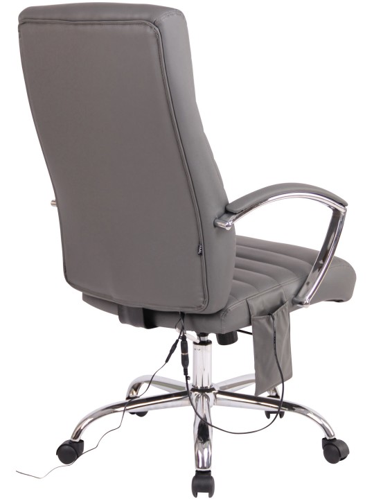 Cadeira de escritório Valais em couro sintético com função de massagem, cinza