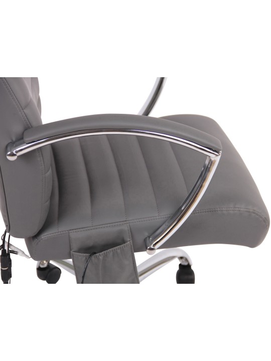 Cadeira de escritório Valais em couro sintético com função de massagem, cinza