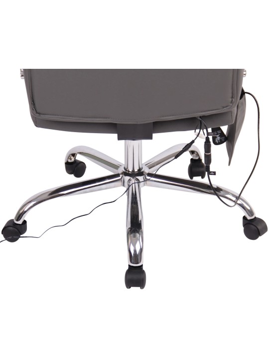 Cadeira de escritório Valais em couro sintético com função de massagem, cinza