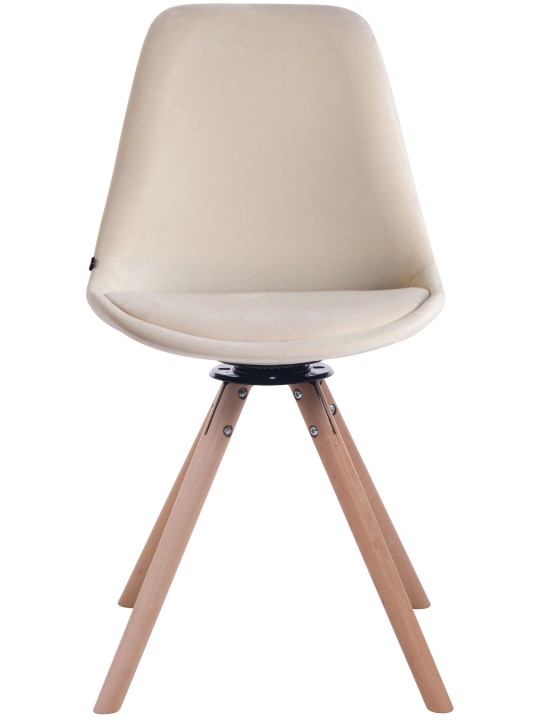 Cadeira da sala de jantar Troyes veludo redondo natural, creme