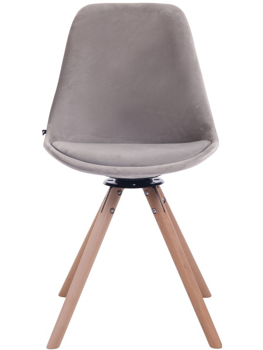 Cadeira da sala de jantar Troyes veludo redondo natural, cinza