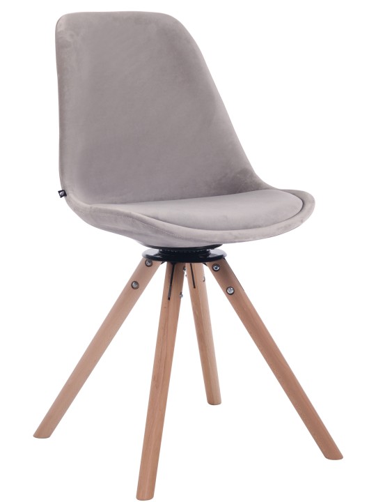 Cadeira da sala de jantar Troyes veludo redondo natural, cinza