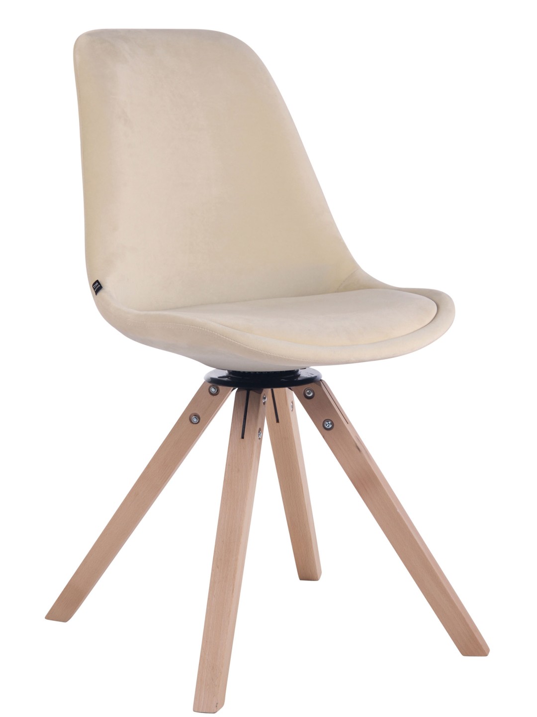 Cadeira de jantar Troyes veludo quadrado natural, creme