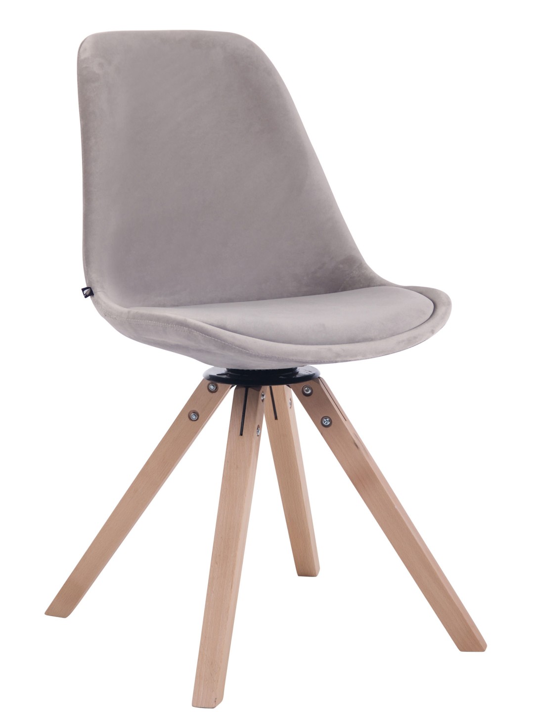 Cadeira de jantar Troyes veludo quadrado natural, cinza