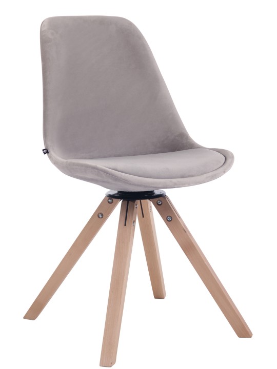 Cadeira de jantar Troyes veludo quadrado natural, cinza