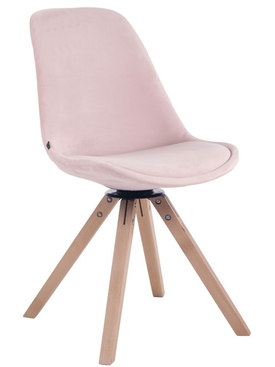 Cadeira de jantar Troyes veludo quadrado natural, rosa