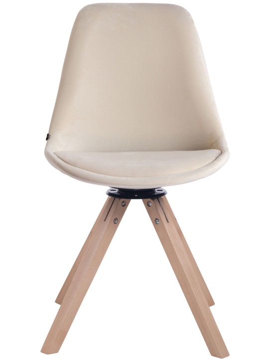 Cadeira de jantar Troyes veludo quadrado natural, creme