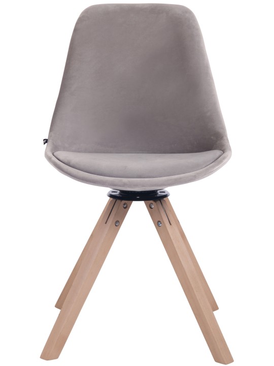 Cadeira de jantar Troyes veludo quadrado natural, cinza