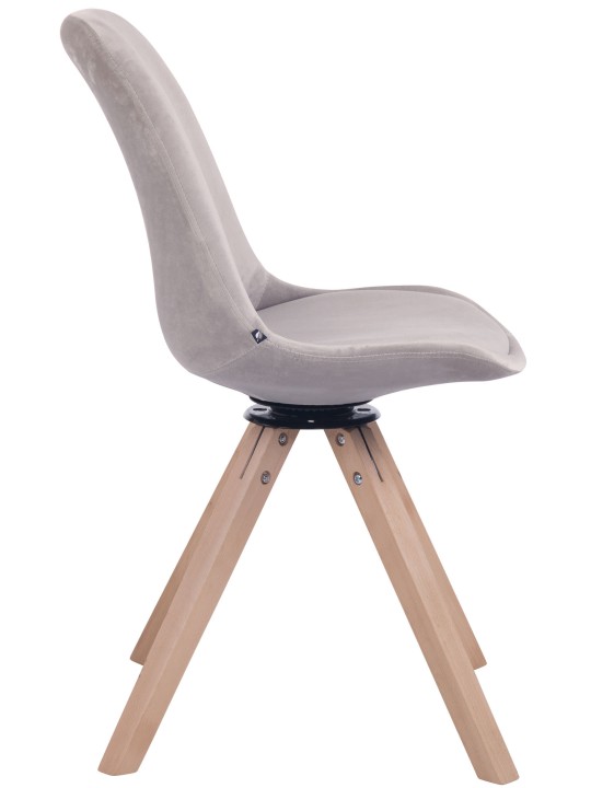 Cadeira de jantar Troyes veludo quadrado natural, cinza