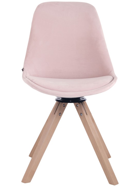 Cadeira de jantar Troyes veludo quadrado natural, rosa