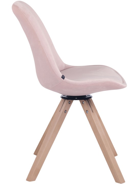 Cadeira de jantar Troyes veludo quadrado natural, rosa