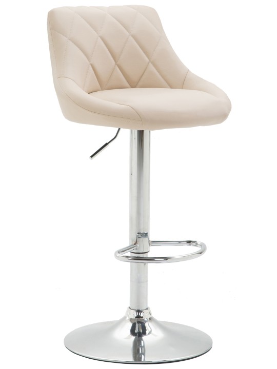 Banqueta alta Lazio couro sintético cromado, creme