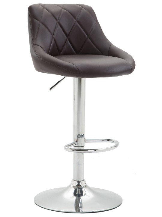 Banqueta alta Lazio couro sintético cromado, castanho
