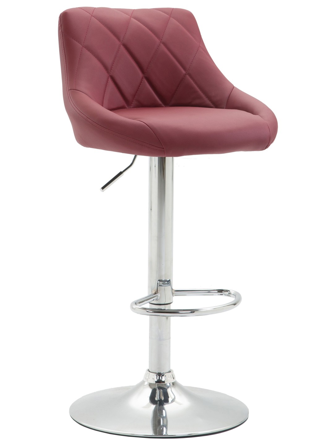 Banqueta alta Lazio couro sintético cromado, bordô