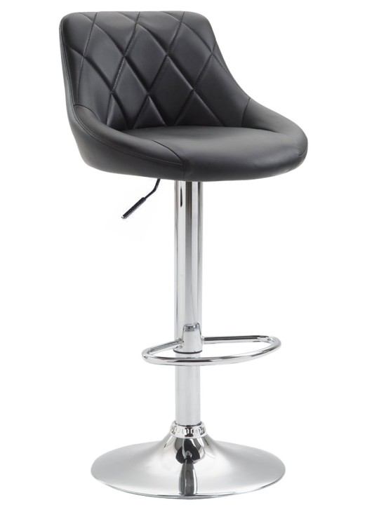 Banqueta alta Lazio couro sintético cromado, preto