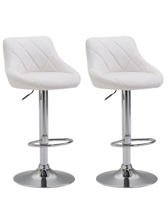 Conjunto de 2 bancos altos em pele sintética Lazio C, branco Conjunto de 2 bancos altos em pele sintética Lazio C, branco