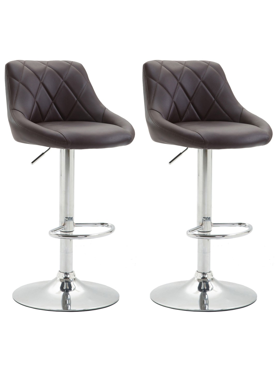 Conjunto de 2 bancos altos em pele sintética Lazio C, castanho