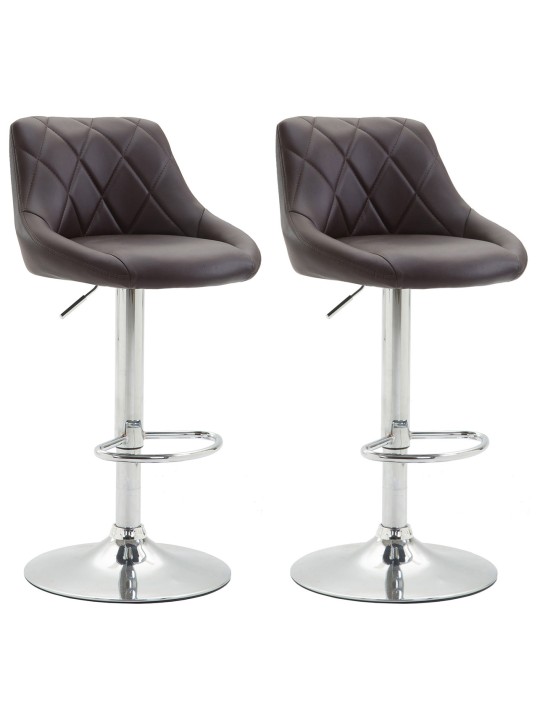 Conjunto de 2 bancos altos em pele sintética Lazio C, castanho Conjunto de 2 bancos altos em pele sintética Lazio C, castanho