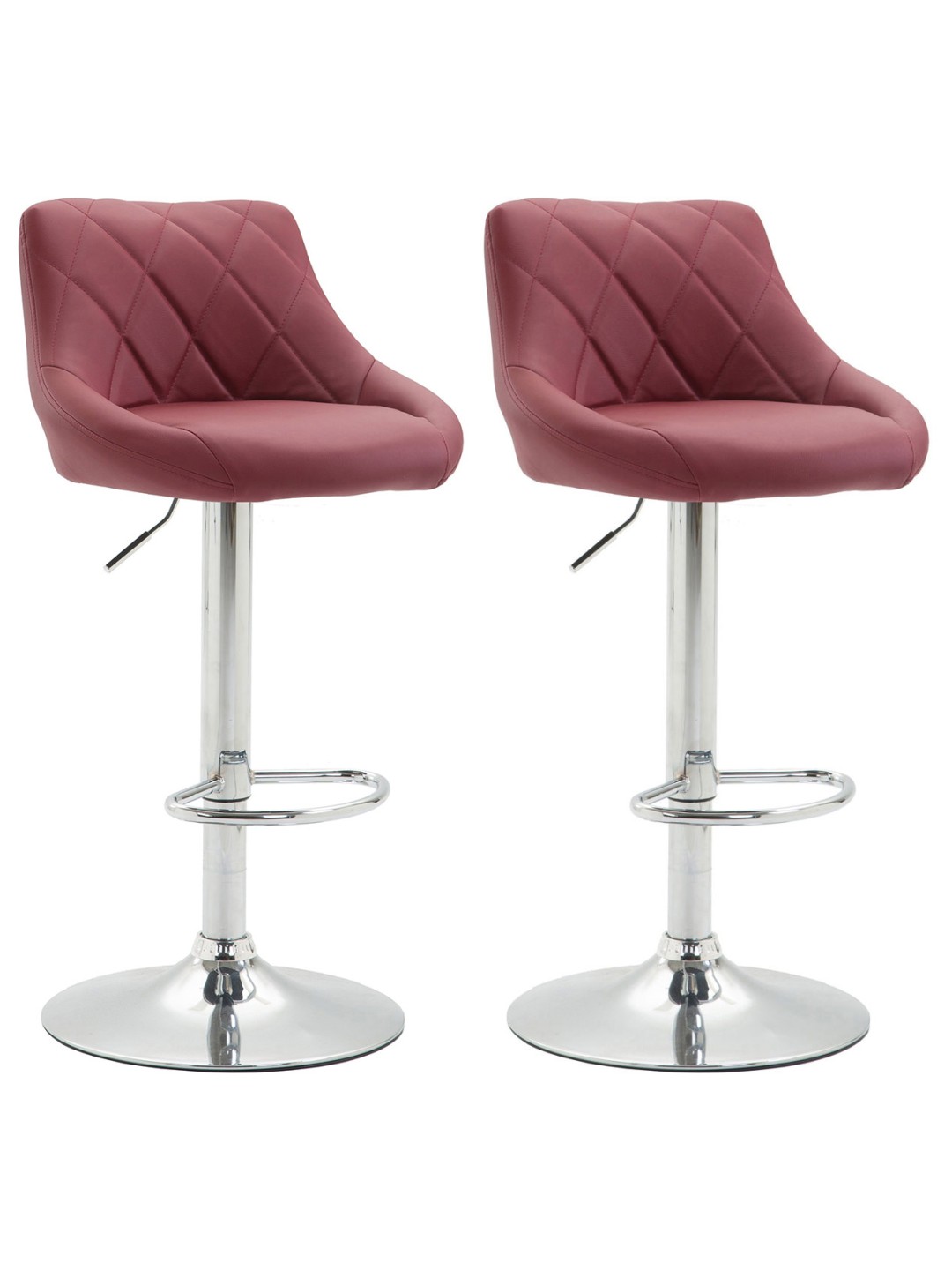 Conjunto de 2 bancos altos em pele sintética Lazio C, bordô