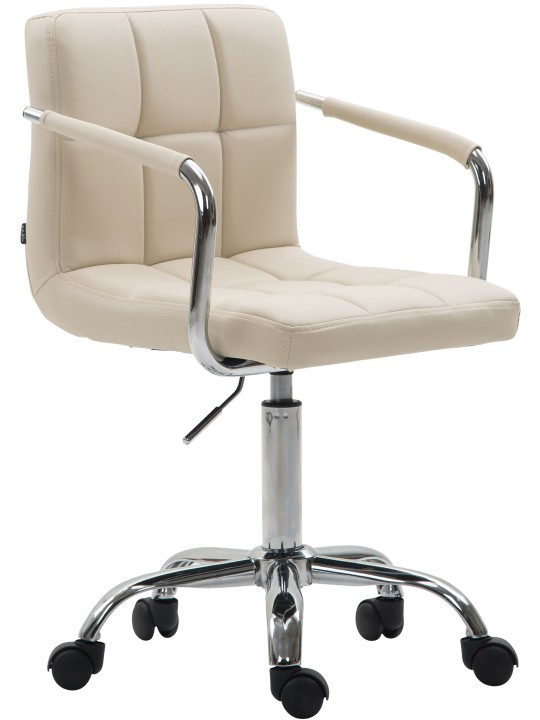 Cadeira de escritório Lucy V2 couro sintético, creme