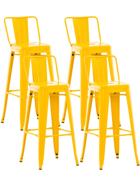 Conjunto de 4 bancos de bar Mason, amarelo