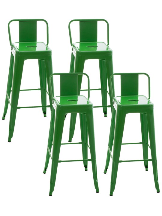 Conjunto de 4 bancos de bar Mason, verde