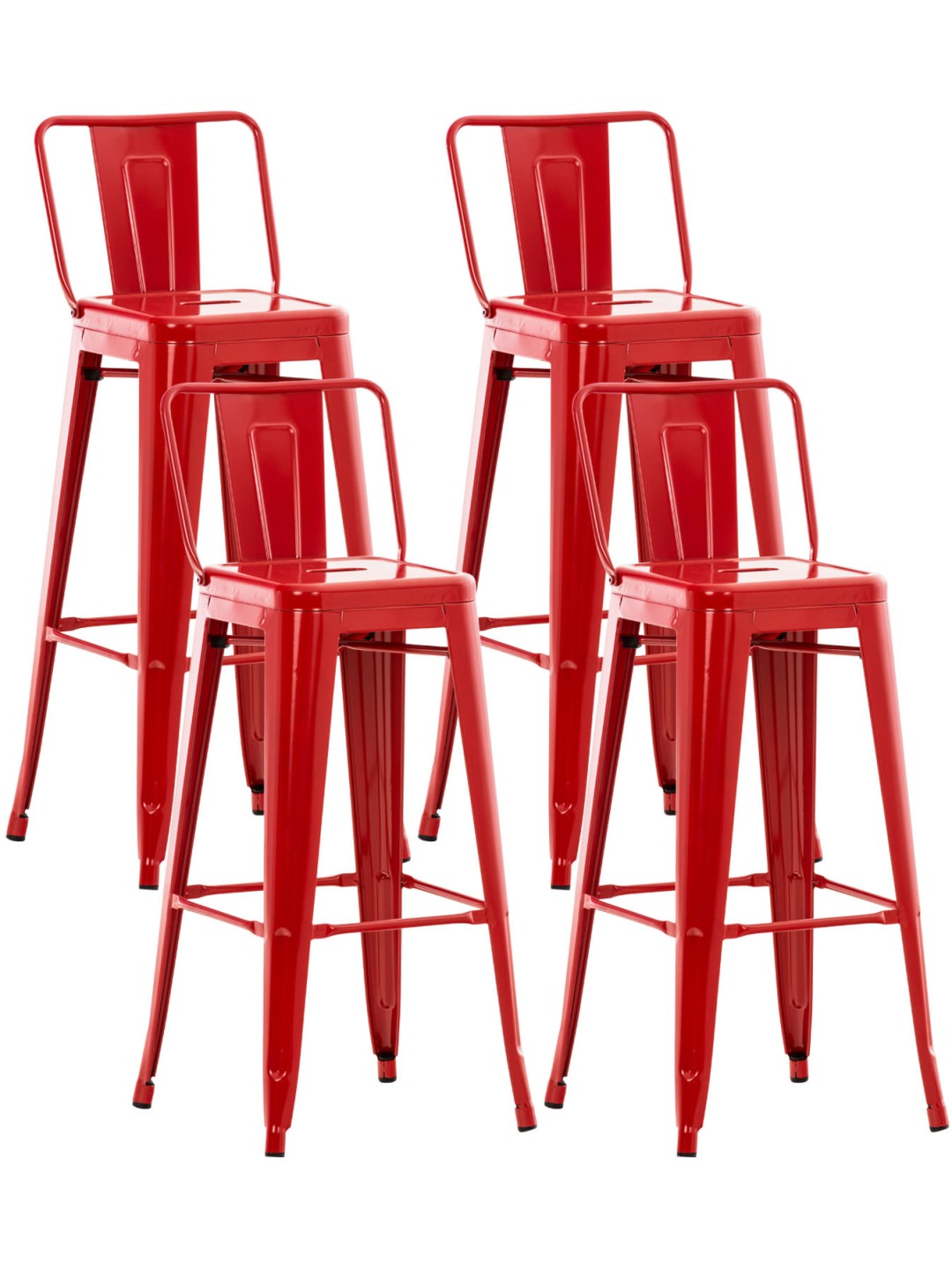 Conjunto de 4 bancos de bar Mason, vermelho