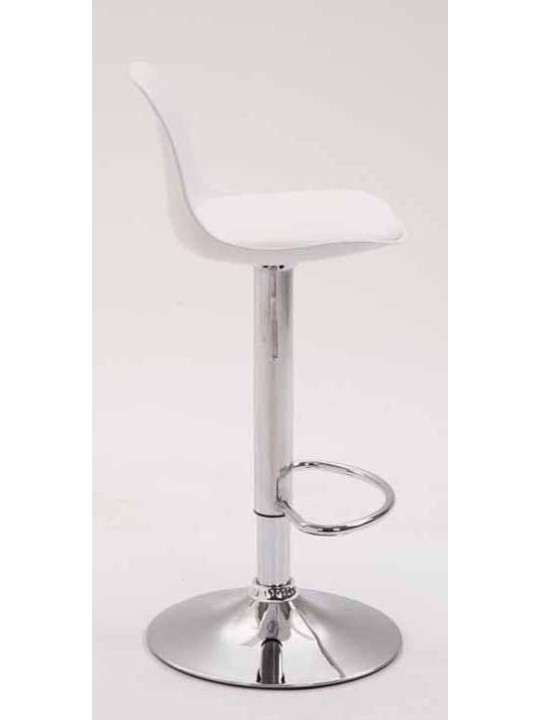 Conjunto de 2 bancos altos Kiel plástico cromado, branco Conjunto de 2 bancos altos Kiel plástico cromado, branco