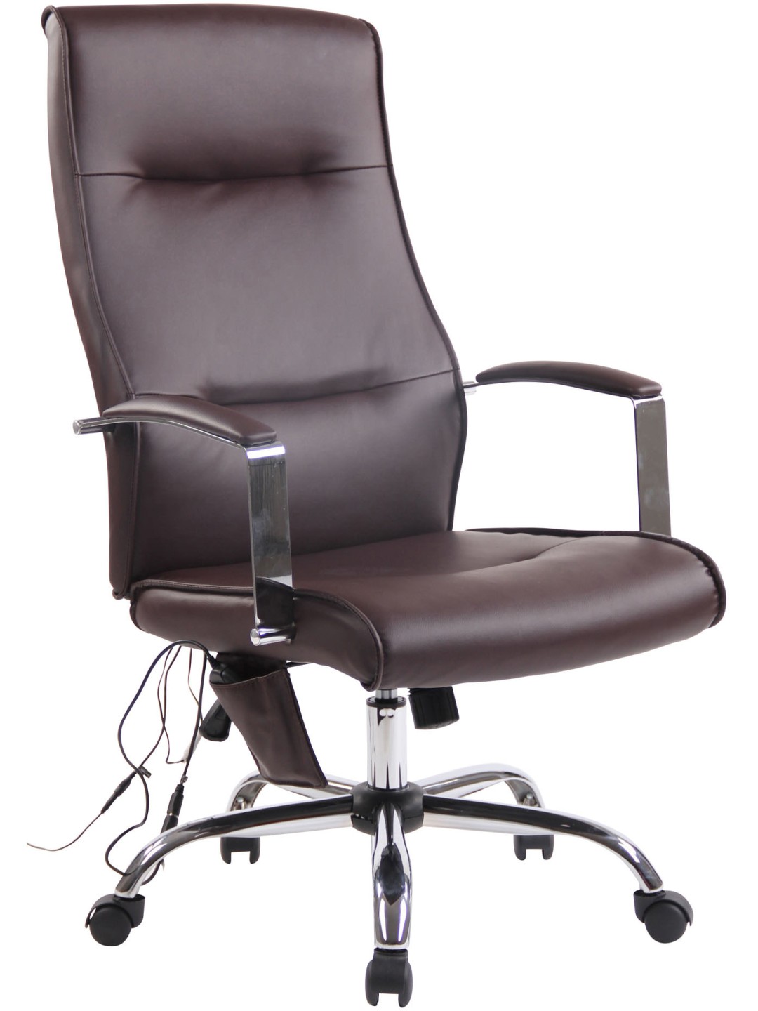 Cadeira de escritório em couro sintético Portland com função de massagem, castanho