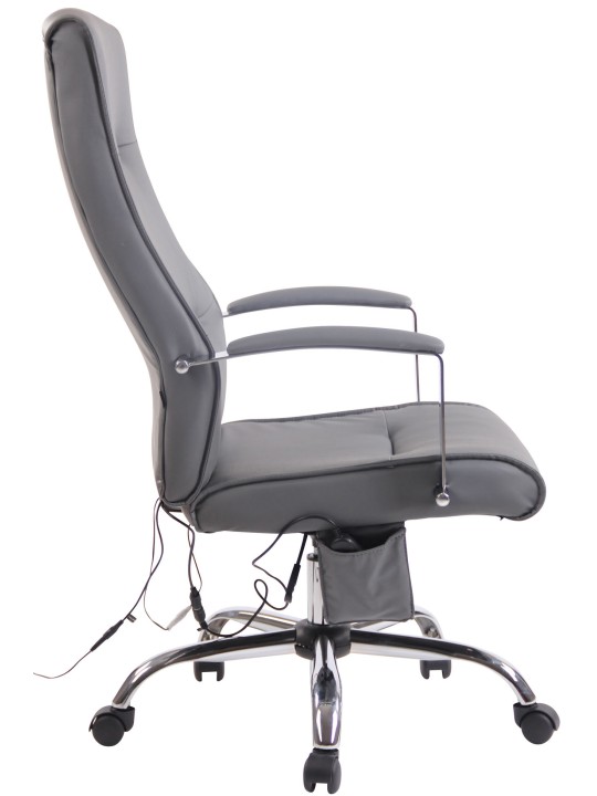 Cadeira de escritório em couro sintético Portland com função de massagem, cinza