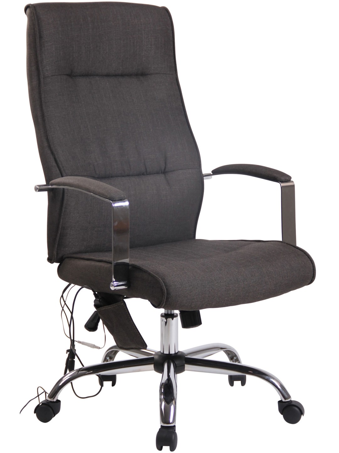 Cadeira de escritório tecido Portland com função de massagem, cinza escuro