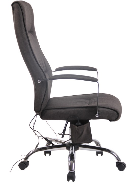 Cadeira de escritório tecido Portland com função de massagem, cinza escuro