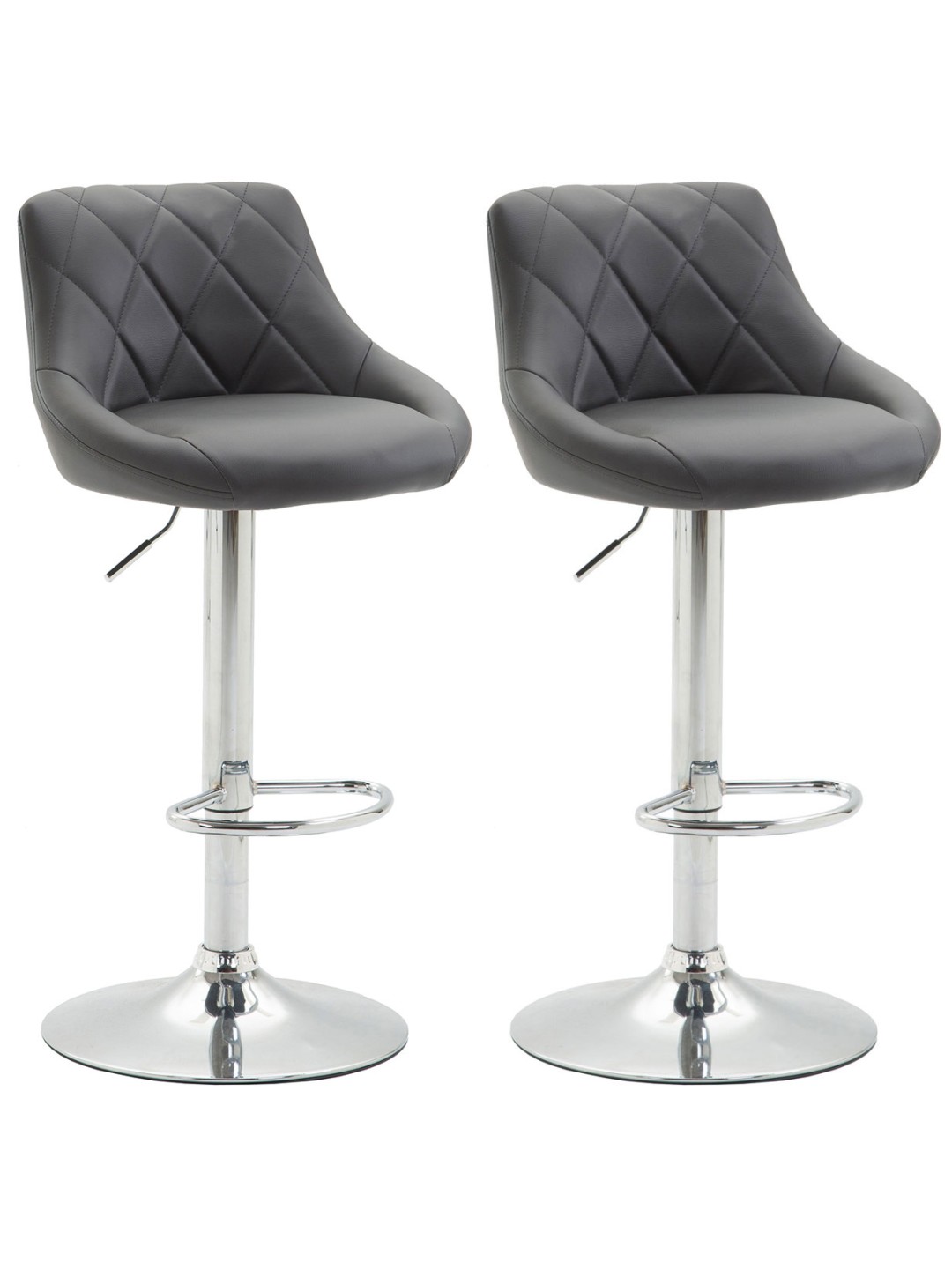 Conjunto de 2 bancos altos em pele sintética Lazio C, cinza